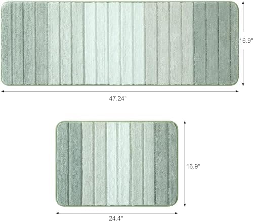 2 Piece Ombre Bath Mat for Bathroom, Non Slip Ultra Soft and Thick Water - Image 2