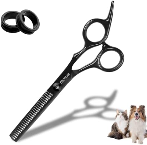 Professional Dog Grooming Scissors, 28 Teeth Thinning Shears, Safety Round Tip by Erioscar