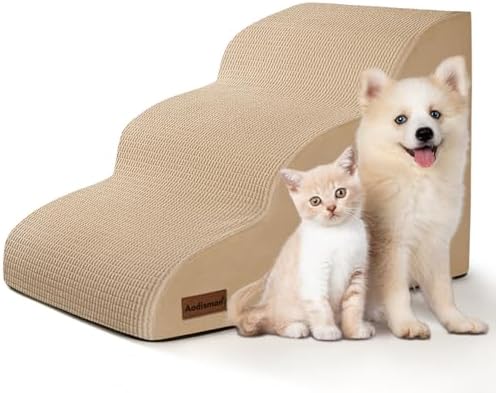 Aodisman Dog Stairs for Small Dogs and Cats, 3-Step Pet Ramp for Couch by AODISMAN