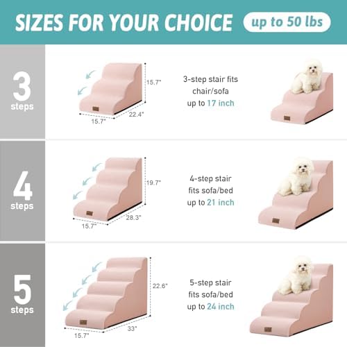 COZY KISS Dog Stairs for Small Dog 22.6" H, 5 Step Pet Ramp for Bed - Image 2