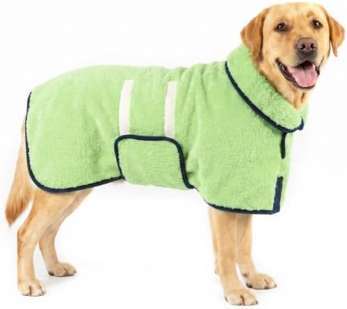 Dog Bathrobe, Super Absorbent for Small to Large Dogs, Neon Green L by Bienbee