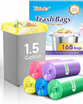 Teivio Small Colorful Clear Trash Bags 1.5 Gallon 168 Count Garbage Bags by Teivio