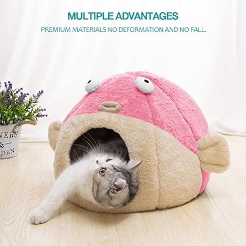 Cat Beds for Indoor Cats-Cat Bed Cave, Cute Lively Pufferfish Shape - Image 5