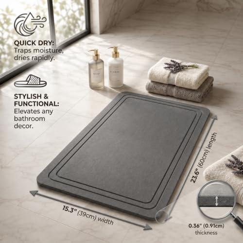 Stone Bath Mat – Diatomaceous Earth Quick Drying Non-Slip Bathroom Mat – - Image 2