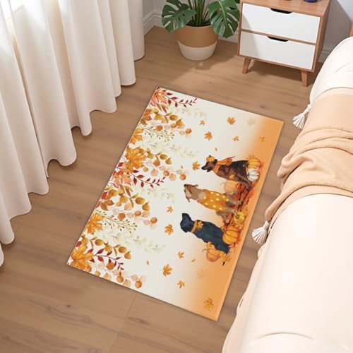 Giwawa Fall Dogs Bath Rug Autumn Leaves Bathtub Mat Non Slip Absorbent Holiday - Image 6