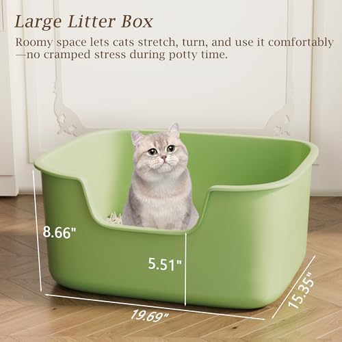 Large Cat Litter Box with High Sides, Side Entry Open Top Deep Tall Litter Pan - Image 2