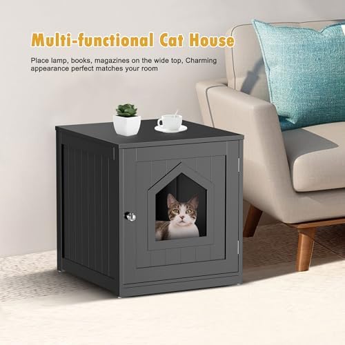 Cat Litter Box Enclosure Hidden Kitty Litter Box Furniture Indoor Cat Box - Image 2