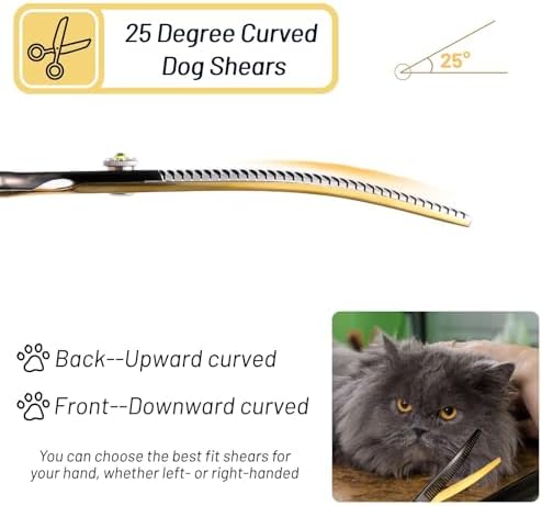 7.5in 25° Curved Dog Grooming Chunker Scissors, 35 Teeth Shears - Image 3