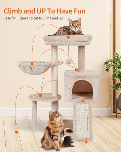 Cute Cat Tree Kitten Cat Tower Condo Furniture Scratching Posts Hammock - Image 3