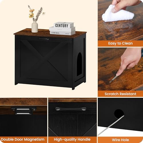 Dwanton Cat Litter Box Enclosure, Hidden Litter Box Furniture, 27.6 Inches - Image 6