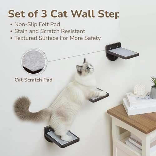 45LBS Cat Wall Shelves with 3 Non-Slips Steps, Space-Saving Mounted Cat Wall - Image 4