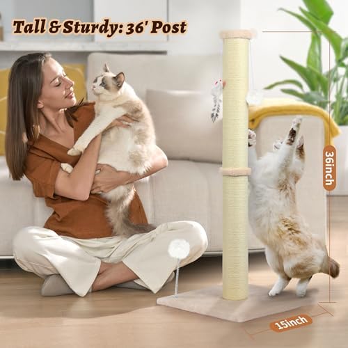 36 Inch Tall Cat Sisal Scratching Post - Image 6