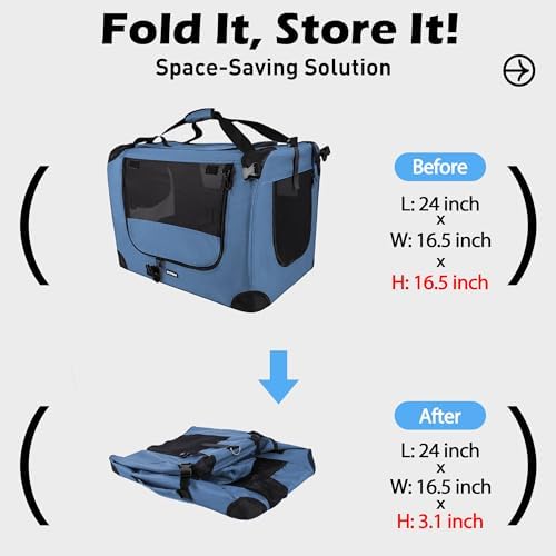 Prutapet Large Cat Carrier 24"x16.5"x16.5" Portable Dog Crate - Image 4