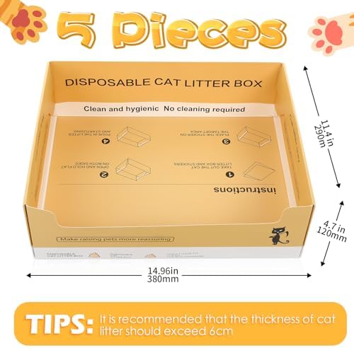 Maxcheck 5 Pcs Disposable Cat Litter Box, 14.96 x 11.4 x 4.7 Inch - Image 2