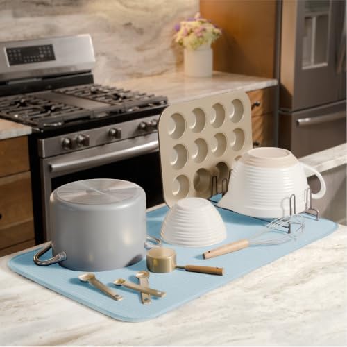 S&T INC. Dish Drying Mat, Sky Blue - Image 2
