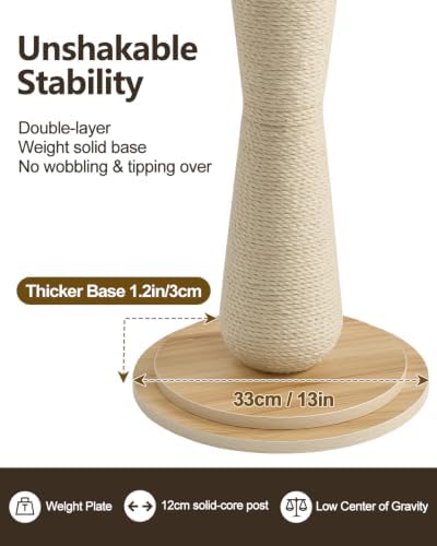 Odoland Cat Scratching Post for Indoor Cats, Large Sturdy Cat Scratcher - Image 6