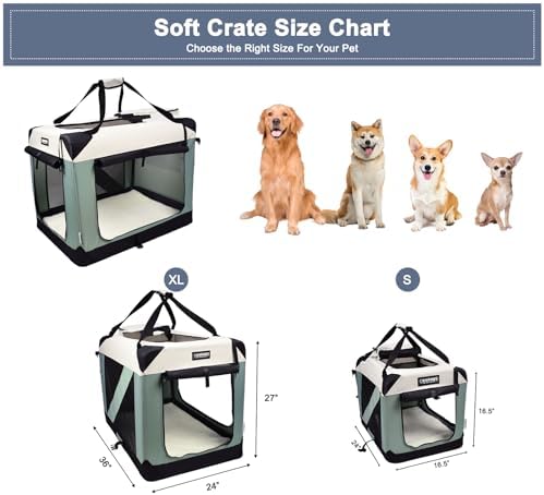 JESPET 3 Door Soft Dog Crates Kennel, Collapsible Travel Pet Carrier - Image 3