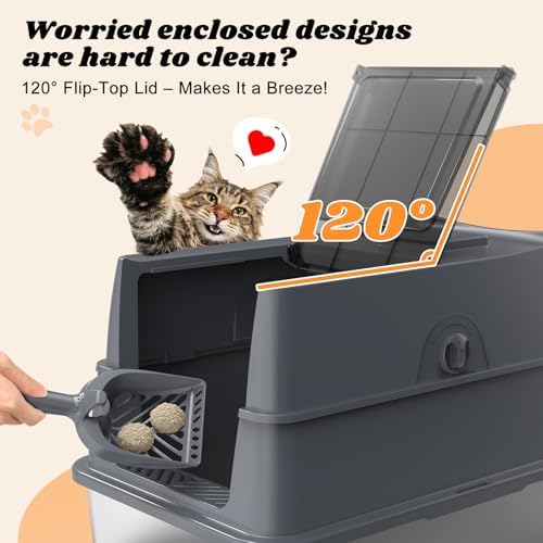 AIPERRO Enclosed Stainless Steel Cat Litter Box - Image 3