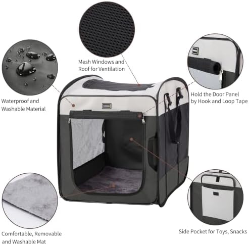 DONORO Dog Kennels and Crates for Medium Dogs, Portable Pop Up Indoor Pet Cage - Image 2