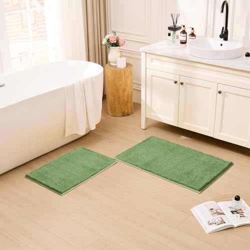 CozeCube Green 32"x20" Shaggy Non Slip Soft Washable Bath Mat - Image 4