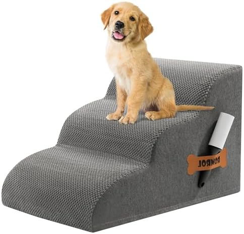 Romrol Dog Stairs Ramp for High Bed, 33D Pet Stairs Steps 15.7” H by Romrol