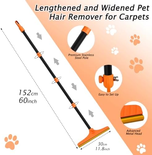 Carpet Rake for Pet Hair Removal Tool, Dog Cat Hair Remover for Furniture - Image 5