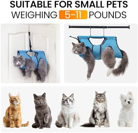 Pet Grooming Hammock for 5-11 lbs Pets, Door-Hook Hanging - Image 2