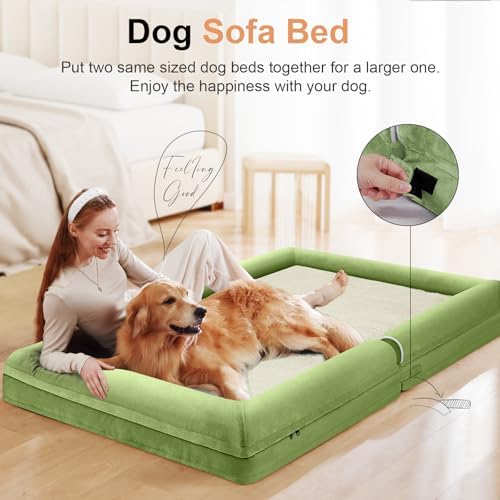 NANUYA Orthopedic Dog Bed for Jumbo Dogs, 53 x 42 Inch, Grass Green - Image 3