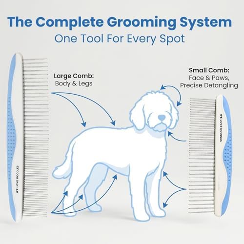 Metal Comb for Dogs, Dog Grooming Detangler Combs For Matted Hair - Image 2