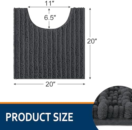 Smiry Bathroom Toilet Rugs U Shaped 20X20, Chenille Bath mats - Image 2