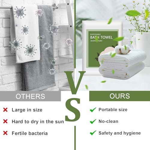 Disposable Bath Towels, 10 Pack 55" x 27.5" Ultra Soft, Quick Dry Disposable - Image 6