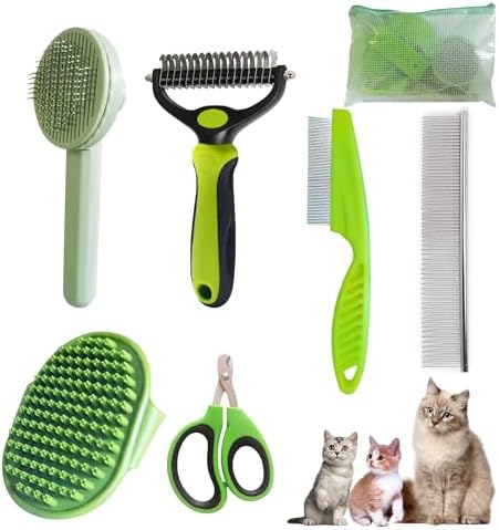 Cat Deshedding & Dematting Brush Kit, 6 Self-Cleaning Tools by POSAPET
