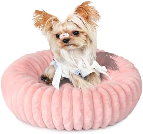 Pink Puppy Beds for Small Dogs and Kitty Washable Soft Comfort Donut Cute by ZihapgpzpPetSupplies