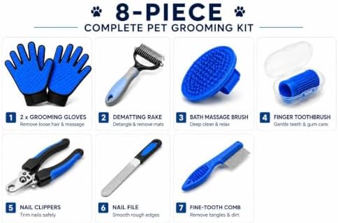 8-Piece Dog Grooming Kit for Dogs & Cats, Pet Grooming Set - Image 6