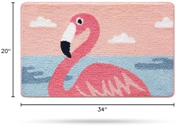 Molesun Flamingo Bath Mat 20x31, Soft Absorbent Microfiber Bath Rugs - Image 2