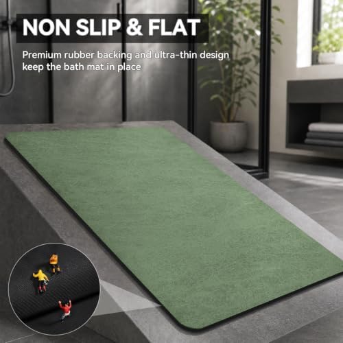 MontVoo -Bath Mat Rug-Rubber Backing Non Slip Quick Dry Absorbent Thin Bathroom - Image 5