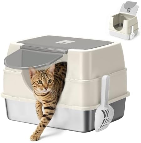 Stainless Steel Enclosed Litter Box by Unknown
