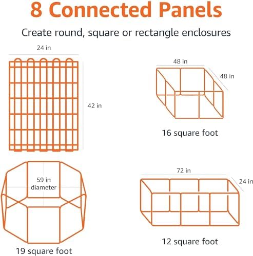 Amazon Basics Foldable Octagonal Metal Exercise Dog Playpen, Indoor/Outdoor - Image 3
