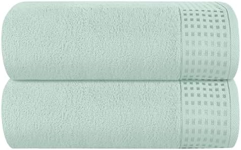 GLAMBURG 100% Cotton Oversized 2 Pack Bath Sheets 35x70, Ultra Soft Highly by GLAMBURG