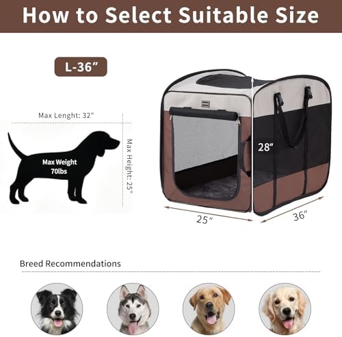 DONORO Dog Kennels and Crates for Medium Dogs, Portable Pop Up Indoor Pet Cage - Image 6