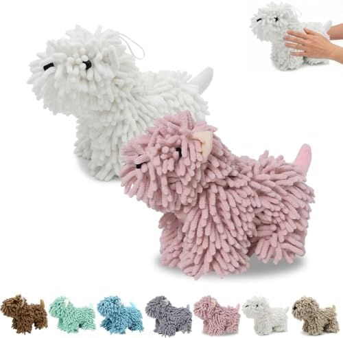 2Pcs Chenille Dog Hand Towel Fuzzy Ball Dog Towel Animal Hand Towels by FAGOBI