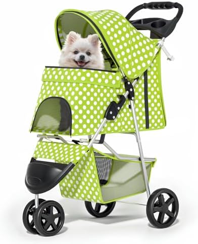 MoNiBloom Pet Stroller for Small/Medium Dogs and Cats, Lawn Green by Monibloom