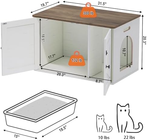 Timberer Cat Litter Box Enclosure, Hidden Litter Box Furniture - Image 4