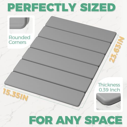 SYIPO Non-Slip Foldable Stone Bath Mat-Diatomite, 23.6 x 15.3”, Light Gray - Image 2