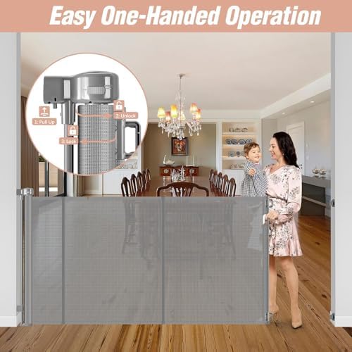 Reinforced 42" Tall Pet Gate 75" Wide Retractable Baby Gates Indoor/Outdoor - Image 6