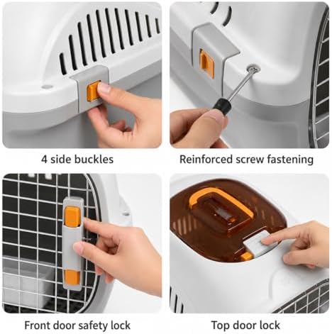 Hard Cat Carrier for Large Cats up to 20 lbs, Top Loading Plastic Pet Travel - Image 4
