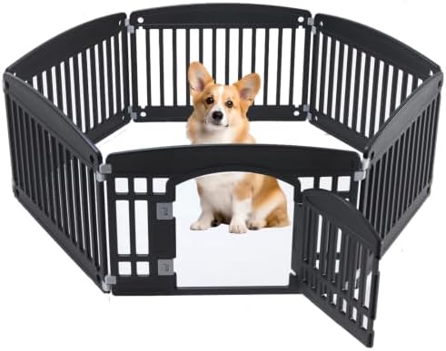 DUMOS Plastic Dog Playpen, 24 Inch 6 Panels Small Pet Fence Play Pen by DumosLifestyle