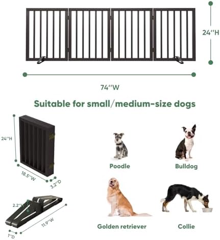 Dog Gates for Doorways, Foldable Dog Gate Indoor, Freestanding Pet Gates for - Image 2
