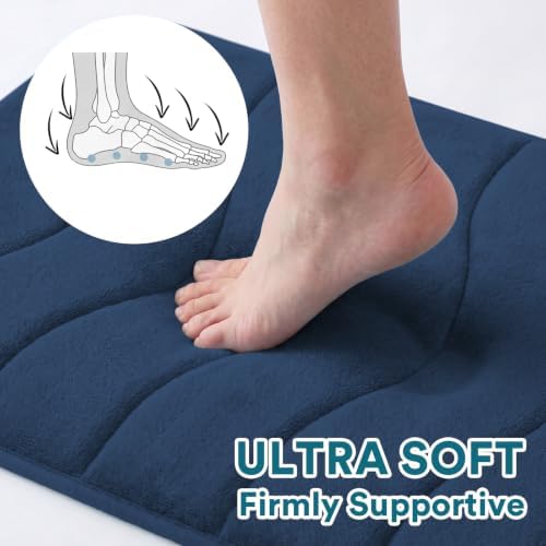 Flamingo P Navy Bath Mat 17x24 Quick Dry Washable Soft Memory Foam - Image 3