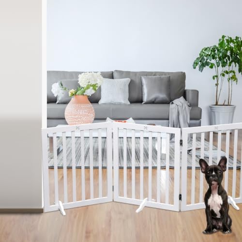Dog Gate Wooden Freestanding Pet Gate 3 Panel 23.6" Heigh - Image 6